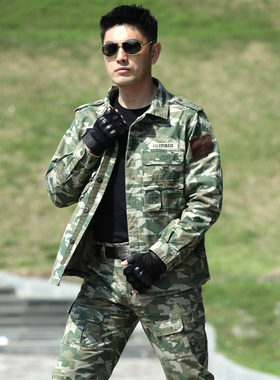 春秋迷彩服套装男纯棉耐磨修身猎鹰基地169绿色工作服劳保多口袋