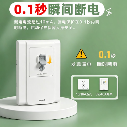 罗格朗32A/40A漏电保护插座/开关
