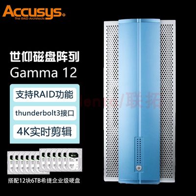 Accusys世仰 12盘雷电3磁盘阵列柜 Accusys世仰静音雷电磁盘阵列 Gamma12（含72TB希捷盘五年质保）