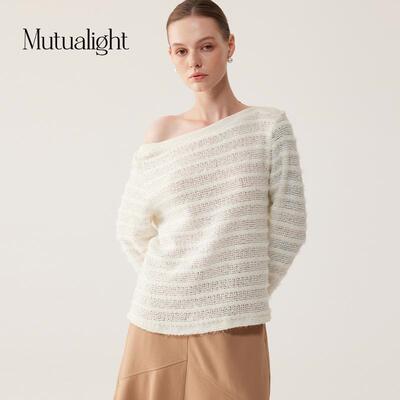 薄款慵懒风镂空毛绒感针织衫圆领