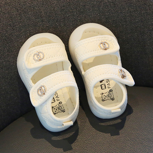 软底宝宝凉鞋夏季新款婴幼儿学步鞋包头防滑 女童鞋公主风防踢1-3