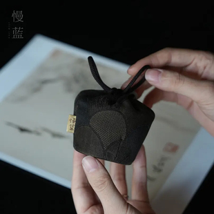慢蓝仕覆袋香云纱织锦茶杯袋手织布包主人杯出行便携茶具收纳袋