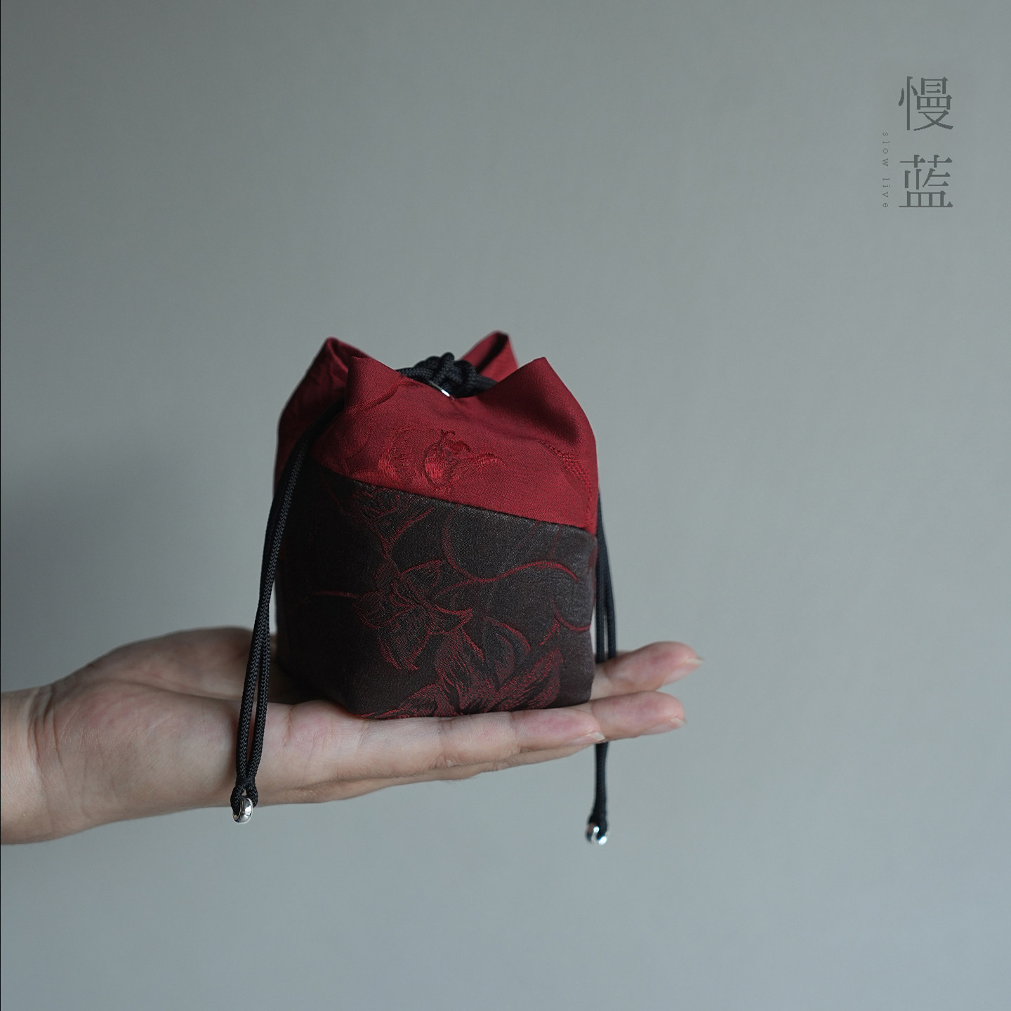 慢蓝香云纱银口杯袋茶具收纳包图片