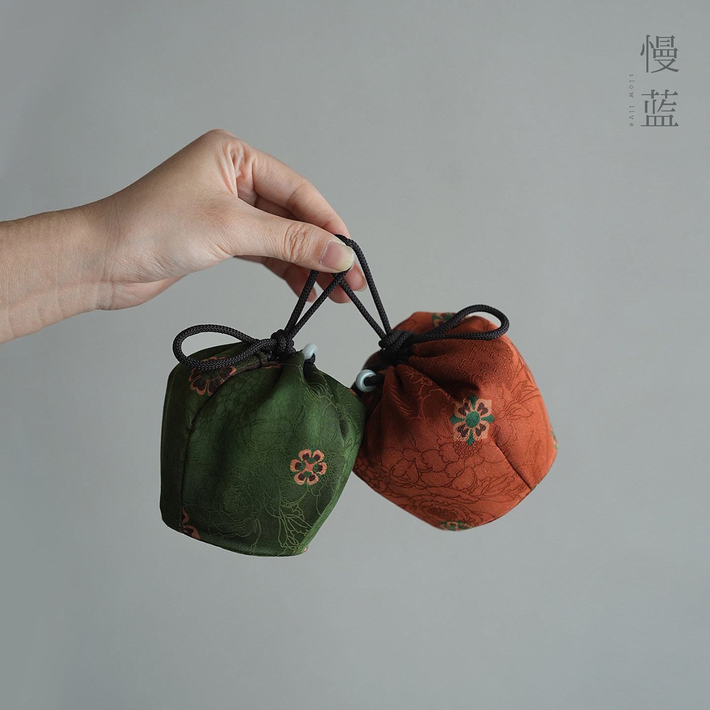 慢蓝仕覆袋大号香云纱茶包袋布艺织锦杯袋棉麻便携出行茶具收纳包