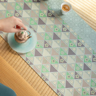 知舍金彩山花系列茶席桌旗织锦双面布艺桌布茶帘中式茶具茶桌台布