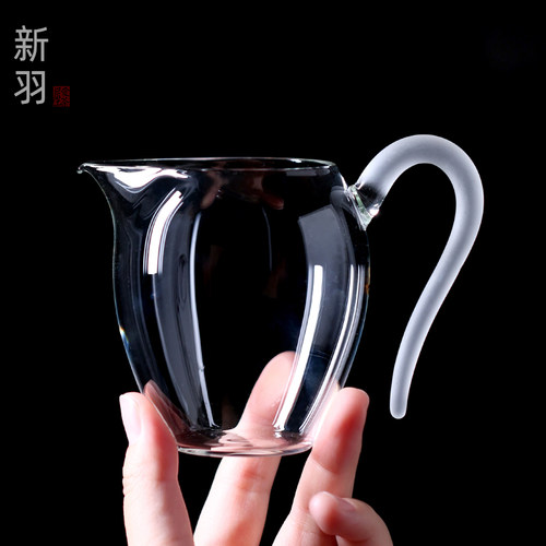 新羽玻璃公道杯蛋形带把茶盅茶海