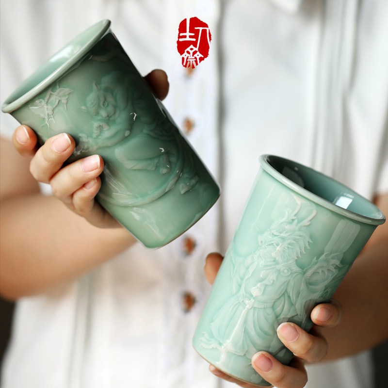 土人斋龙泉青瓷茶具十二生肖可乐杯雕刻马克杯大茶杯功夫茶道多款