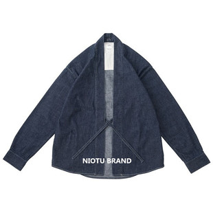 春夏日系宽松休闲道袍和服流行水洗牛仔长袖夹克外套夹克非visvim