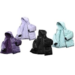 女童连帽棉服 外贸童装冬季新款女孩加绒加厚拉链棉袄外套2-16岁