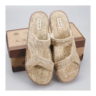 汗脚拖鞋凉草鞋甘谷大漠行麻鞋汉麻男草凉鞋禅鞋吸汗防臭草拖鞋