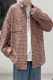 高质量2025秋季新款格子长袖衬衫男港风衬衣潮学生上衣CSD1P48，男装衬衫，电商B413-1