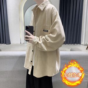 冬季衬衫男长袖加绒加厚加大码韩版潮流港风休闲衬衣外套DX115P65图片
