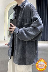 冬季衬衫男长袖加绒加厚加大码韩版潮流港风休闲衬衣外套DX115P65图片