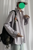 港风ins格子衬衫男士长袖韩版潮流大码外套休闲情侣衬衣CS601P45，男装衬衫，电商B413-1