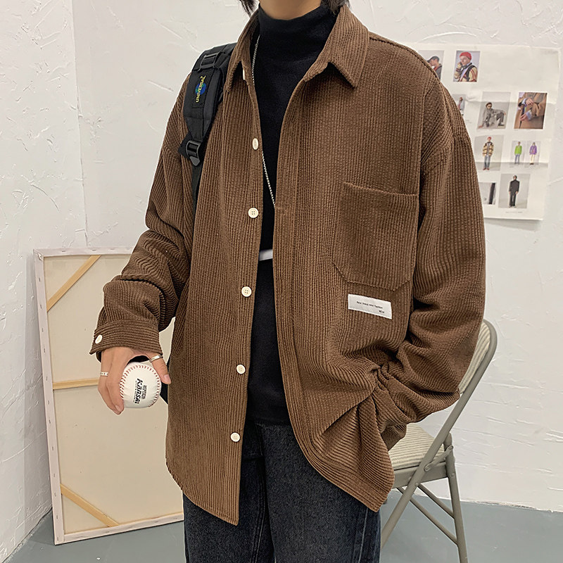 品质大货秋季潮灯芯绒衬衫宽松男衬衣弹力外套港风DX33P50控68,男装衬衫,电商B413-1