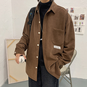 品质大货 秋季潮灯芯绒衬衫宽松男衬衣弹力外套港风DX33 P50 控68图片