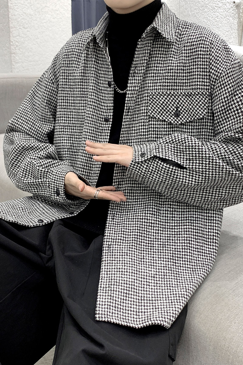大码衬衫男士秋装韩版潮流加绒加厚衬衣休闲外套DX35P60加绒P70,男装衬衫,电商B413-1