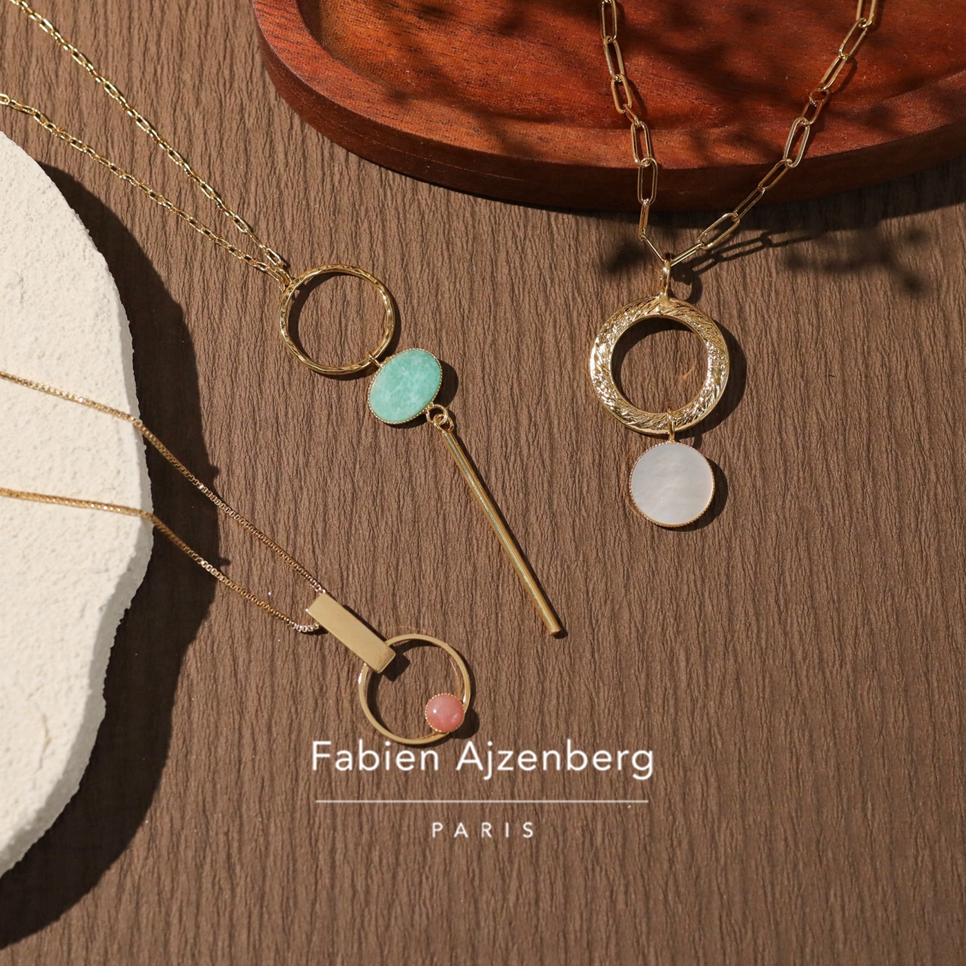 巴黎Fabien Ajzenberg代购白母贝蔷薇石天河石温柔静谧长吊坠项链