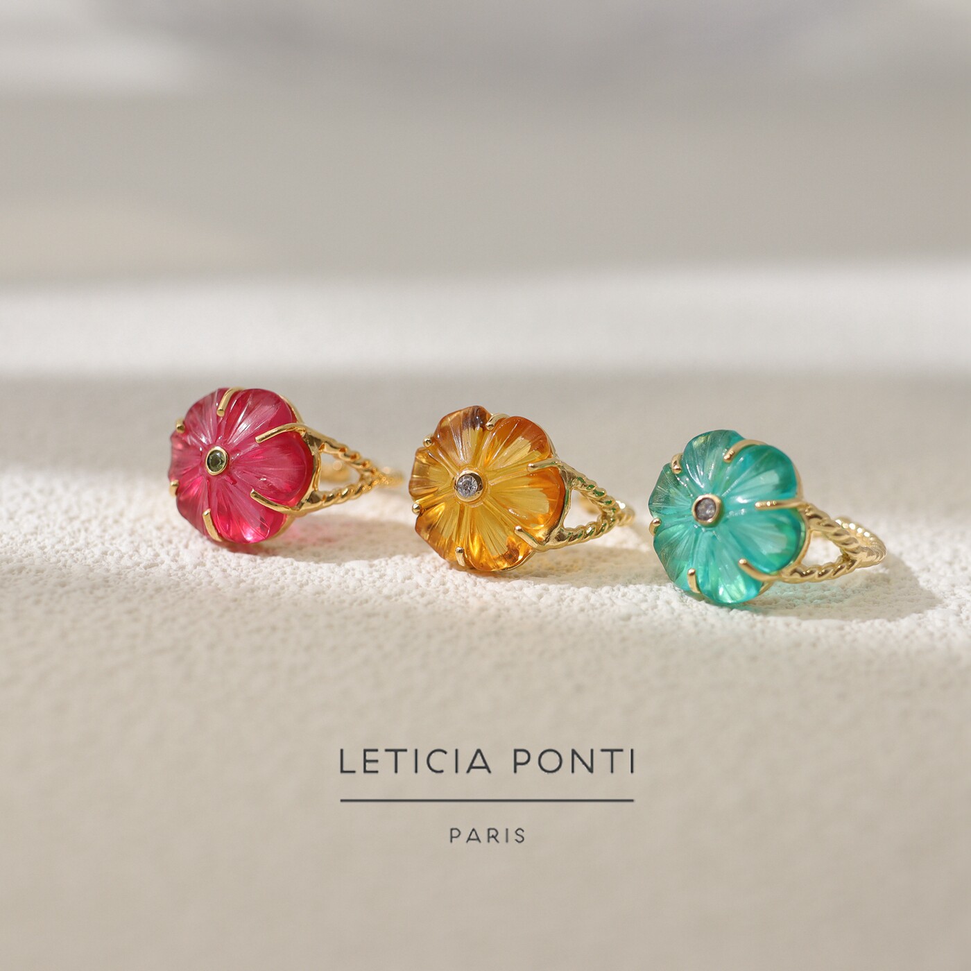 法国Leticia Ponti彩虹天然石Iris花朵春日气息耳环戒指手镯项链