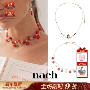NACH娜趣26秋冬童话森林爱情鸟红莓树枝彩色花朵项链 官方授权