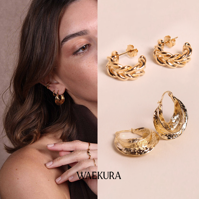 法国小众设计师WAEKURA宴会Lois麻花圈Judith褶皱纹理高级感C耳钉