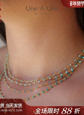 法国设计师品牌une a une法国正品代购INDE多色天然石项链D表姐