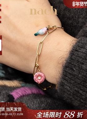 【官方授权】NACH娜趣25秋冬紫菀花蓟花黑豹鸟吊坠 DIY手项链耳环