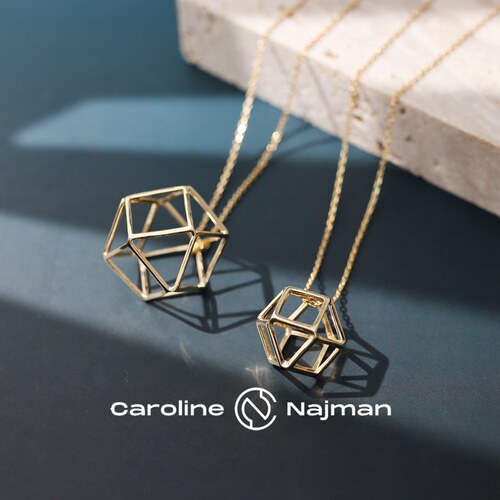 巴黎Caroline Najman正品WATER神秘魔方水立方镂空立体毛衣长项链