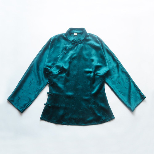 中式连袖旗袍上衣龙妙真醋酸盘扣