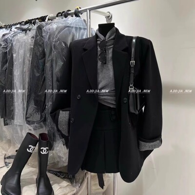 小个子西服外套纯色毛呢西装