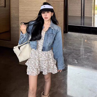 显瘦度假风设计感吊带连衣裙短裙 气质修身 ALA碎花裙2026春季 新款