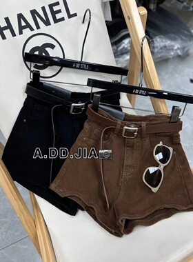 ADD韩版早秋新款韩版高腰显瘦复古水洗牛仔裤纯色阔腿裤辣妹短裤