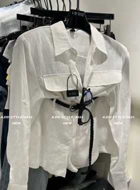 ADD套装26夏季新款韩版百搭宽松显瘦长袖防晒衬衫+高腰短裤两件套