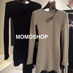 Momo针织裙2025秋冬新款 羊绒连衣裙 气质显瘦小心机挖空设计感长袖