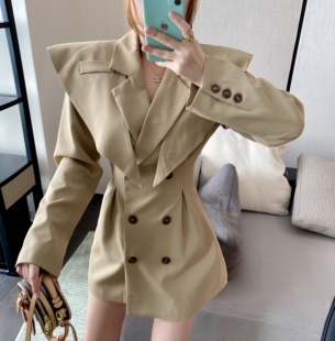 女收腰显瘦气质长袖 2026年新款 a字裙子 连衣裙秋装 韩国东大门西装