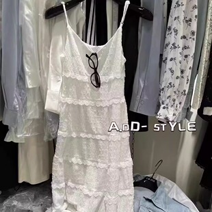 ADD白色蛋糕裙2026早春新款 百搭显瘦蕾丝花边设计感吊带连衣裙女