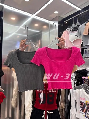 辣妹上衣纯欲风木耳边设计感T恤