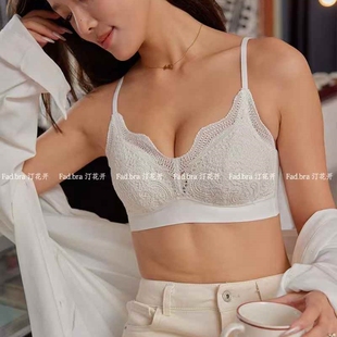 蕾丝纯棉内衣女薄款 汀花开法式 无钢圈防下垂纯欲性感文胸罩1021
