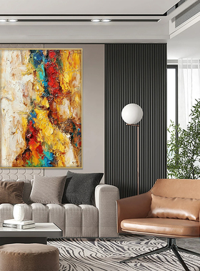 意式极简高级感玄关手绘油画入户走廊过道挂画大芬村客厅背景壁画