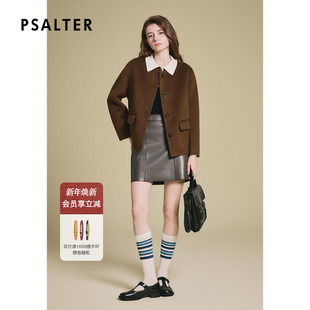 巴恩风挺括羊毛双面毛呢外套2025春季 诗篇专选短款 新款 羊驼毛