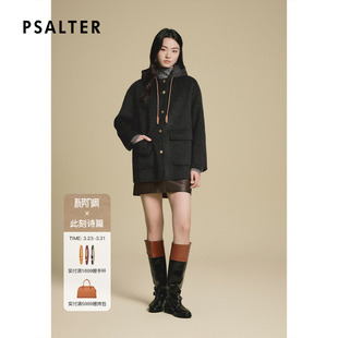 诗篇专选可拆卸羽绒帽廓形大衣羊毛呢外套2025款