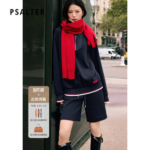 PSALTER诗篇轻松趣味学院翻领宽松廓形卫衣2025冬款