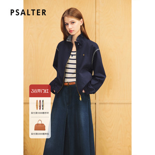诗篇专选海军蓝时尚立领体闲宽松夹克短外套2026春季新款
