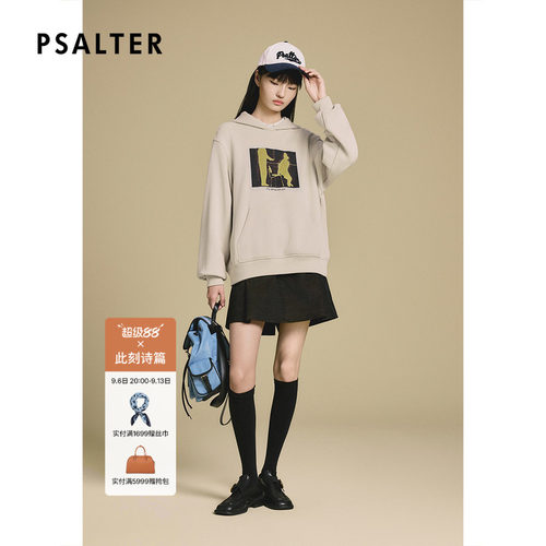 PSALTER诗篇运动休闲长袖连帽印花卫衣女2025冬款