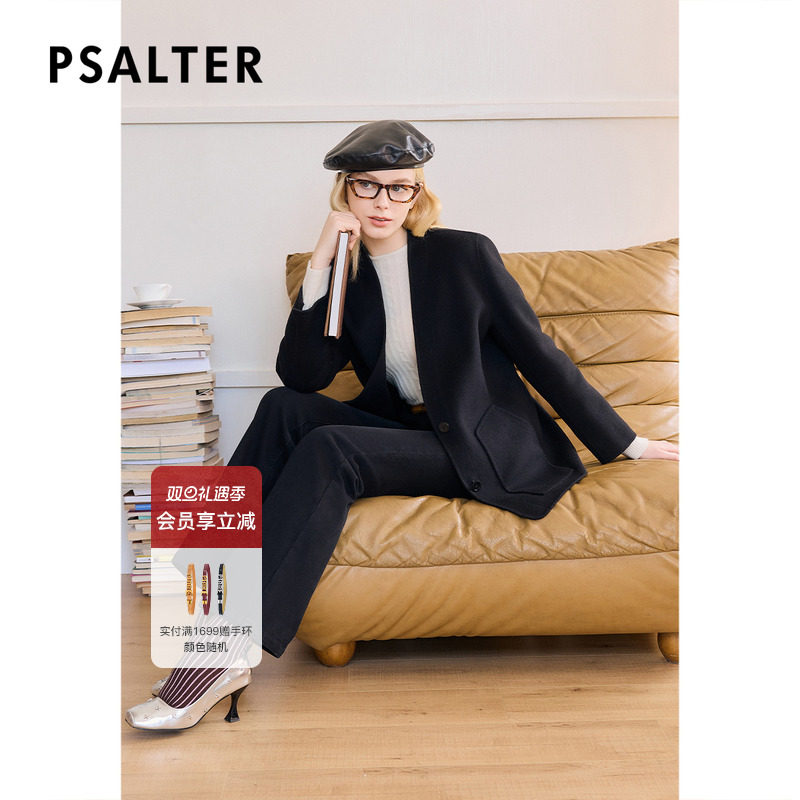 【80支100%羊毛】诗篇专选高支绵羊毛极简v领毛呢西装外套冬