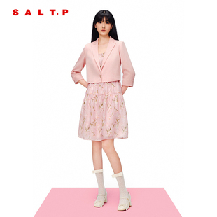 SALT.P可顏七分袖 外套吊帶碎花連衣裙兩件套夏款 西裝