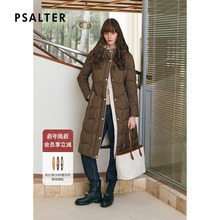 诗篇专选白鹅绒连帽羽绒丁达尔风腰带收腰长款鹅绒服2025冬季新款