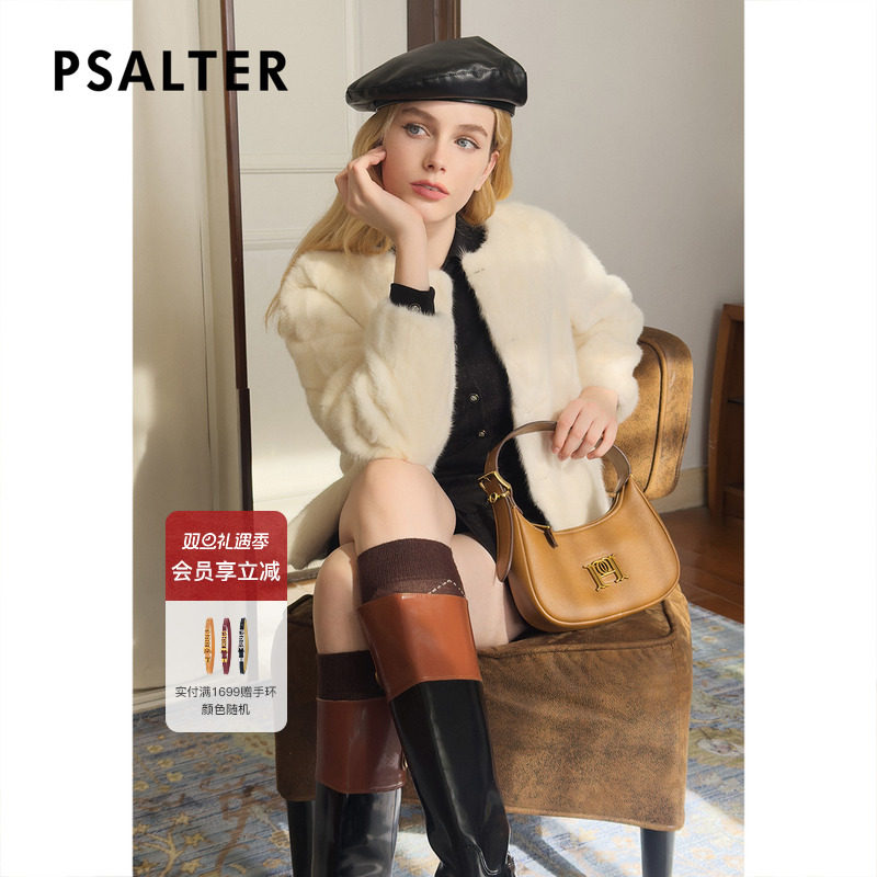 诗篇专选水貂毛千金风外套上衣简约减龄短款皮草冬