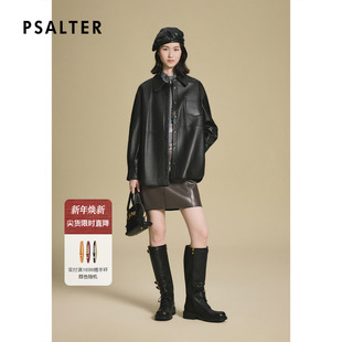 新款 外套2025秋季 式 诗篇专选百搭休闲宽松显瘦真皮皮衣衬衫