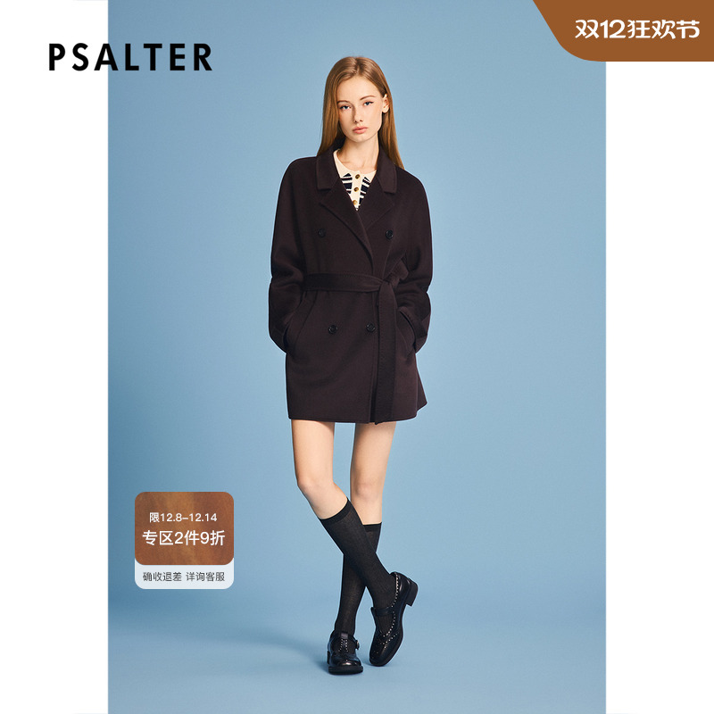 诗篇专选赫本风复古戗驳领翻领双排扣羊绒大衣2025冬季新款